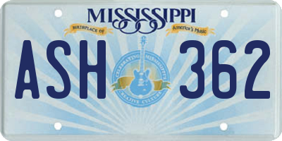 MS license plate ASH362