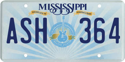 MS license plate ASH364