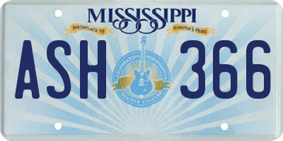 MS license plate ASH366