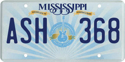 MS license plate ASH368