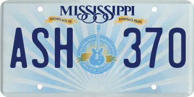 MS license plate ASH370