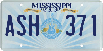 MS license plate ASH371