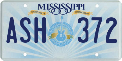 MS license plate ASH372