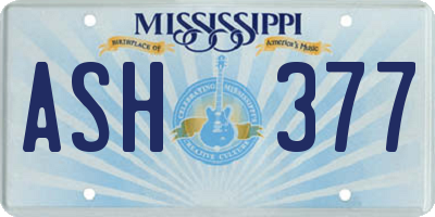 MS license plate ASH377