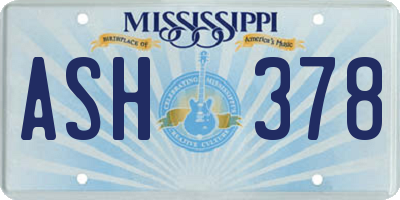 MS license plate ASH378