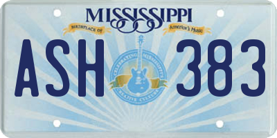 MS license plate ASH383