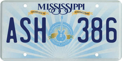 MS license plate ASH386