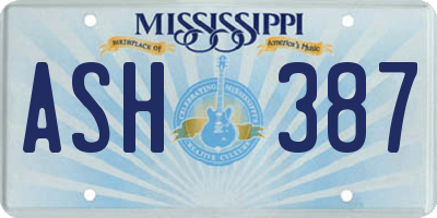 MS license plate ASH387