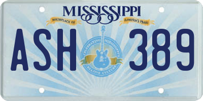 MS license plate ASH389
