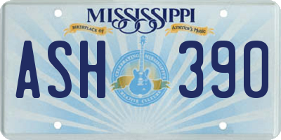 MS license plate ASH390