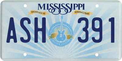 MS license plate ASH391