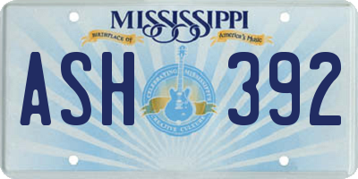MS license plate ASH392
