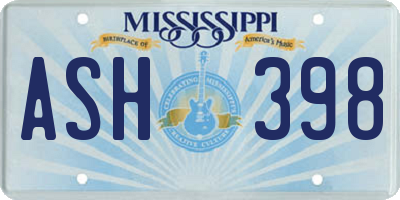 MS license plate ASH398