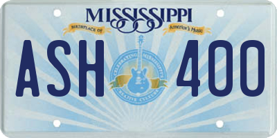 MS license plate ASH400