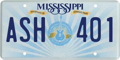 MS license plate ASH401