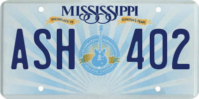 MS license plate ASH402