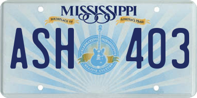 MS license plate ASH403