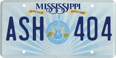MS license plate ASH404