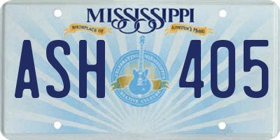 MS license plate ASH405