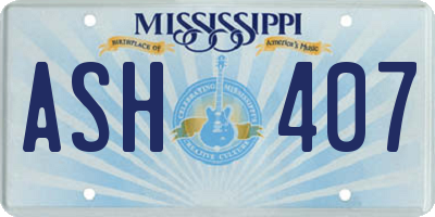 MS license plate ASH407