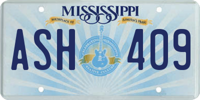 MS license plate ASH409