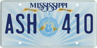 MS license plate ASH410