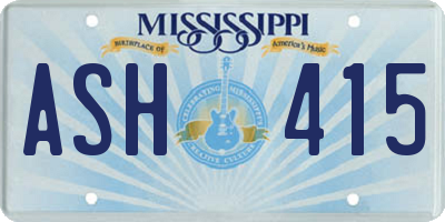MS license plate ASH415