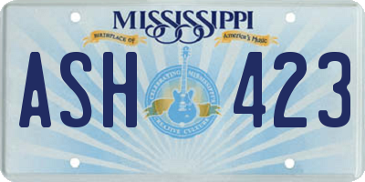 MS license plate ASH423