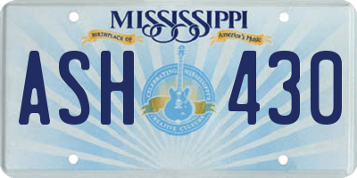 MS license plate ASH430
