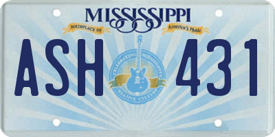 MS license plate ASH431