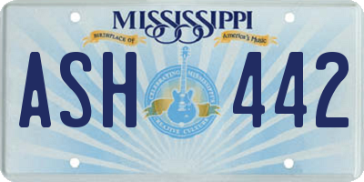 MS license plate ASH442