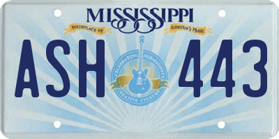 MS license plate ASH443