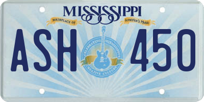 MS license plate ASH450