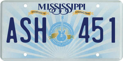MS license plate ASH451