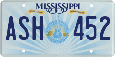 MS license plate ASH452