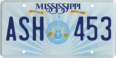 MS license plate ASH453