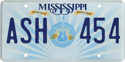MS license plate ASH454