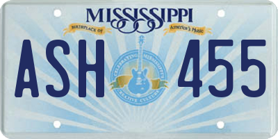 MS license plate ASH455