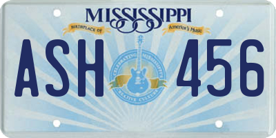 MS license plate ASH456