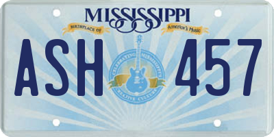 MS license plate ASH457