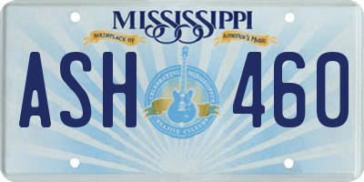 MS license plate ASH460