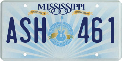 MS license plate ASH461