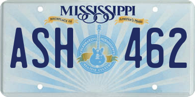 MS license plate ASH462