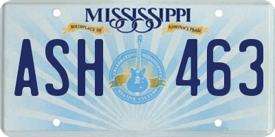 MS license plate ASH463
