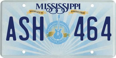 MS license plate ASH464