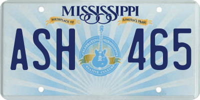 MS license plate ASH465