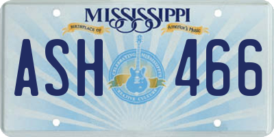 MS license plate ASH466