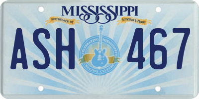 MS license plate ASH467