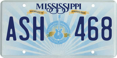 MS license plate ASH468