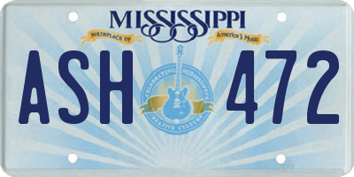 MS license plate ASH472
